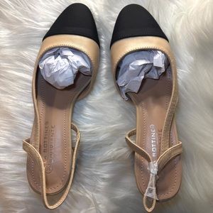 Women's Black and Tan Slingback Shoes